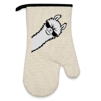 Llama en colère regard côté lunettes de soleil Cool Sour - Gant de cuisine avec revêtement en caoutchouc - lin/noir  - Devant