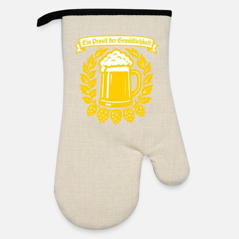 Ein Prosit der Gemütlichkeit - Oven glove with rubber coating - linen/black 