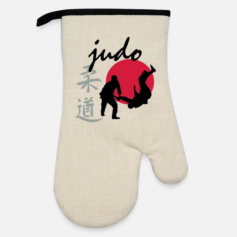 judo - Oven glove with rubber coating - linen/black 