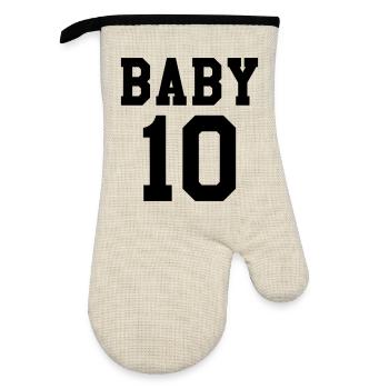 Baby 10 - Oven glove with rubber coating - linen/black  - Front