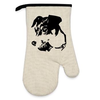 Tête de Jack Russell Terrier - Gant de cuisine avec revêtement en caoutchouc - lin/noir  - Devant
