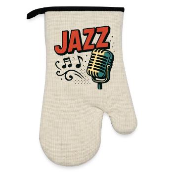 Jazz - Saxophone - Musique - Gant de cuisine avec revêtement en caoutchouc - lin/noir  - Devant