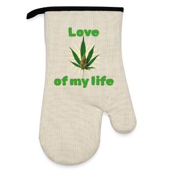 Love Of My Life - Oven glove with rubber coating - linen/black  - Front