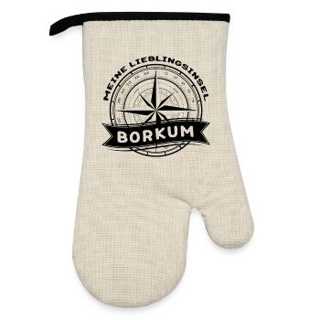 Borkum - Meine Lieblingsinsel - Ofenhandschuh mit Gummibeschichtung - Leinen/Schwarz  - Vorne