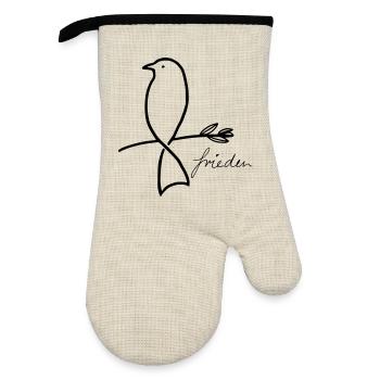 Peace - Oven glove with rubber coating - linen/black  - Front
