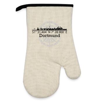 Skyline Dortmund - Ofenhandschuh mit Gummibeschichtung - Leinen/Schwarz  - Vorne