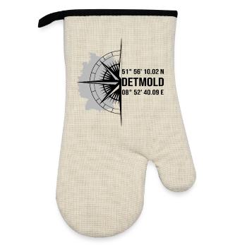 Koordinaten Detmold - Ofenhandschuh mit Gummibeschichtung - Leinen/Schwarz  - Vorne