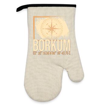 Borkum Koordinaten - Ofenhandschuh mit Gummibeschichtung - Leinen/Schwarz  - Vorne