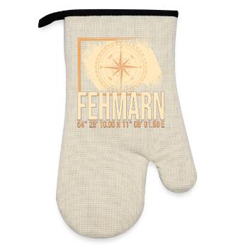 Fehmarn Koordinaten - Ofenhandschuh mit Gummibeschichtung - Leinen/Schwarz  - Vorne