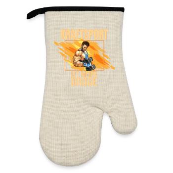 Kraftsport ist meine Droge - Ofenhandschuh mit Gummibeschichtung - Leinen/Schwarz  - Vorne