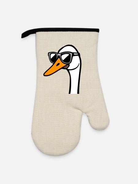 Gans - Ofenhandschuh mit Gummibeschichtung - Leinen/Schwarz 