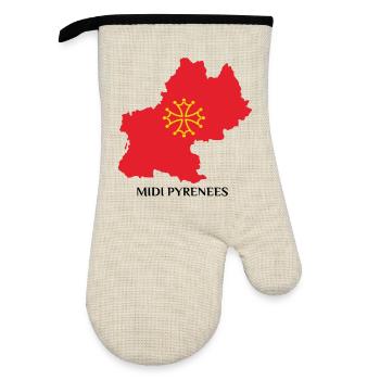 Karte der Midi-Pyrénées - Ofenhandschuh mit Gummibeschichtung - Leinen/Schwarz  - Vorne