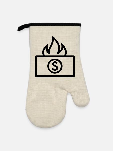 Geld verbrennen - Ofenhandschuh mit Gummibeschichtung - Leinen/Schwarz 