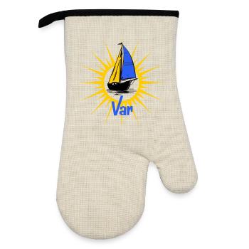 Sailboat Soleil Var - Oven glove with rubber coating - linen/black  - Front