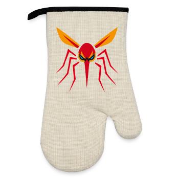 Moskito, Mücke, Insekt, Böse - Ofenhandschuh mit Gummibeschichtung - Leinen/Schwarz  - Vorne