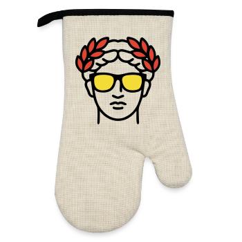 Roman Statue Sunglasses Ancient Art - Oven glove with rubber coating - linen/black  - Front
