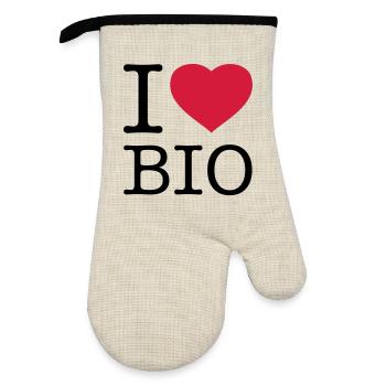 I LOVE BIO - Ofenhandschuh mit Gummibeschichtung - Leinen/Schwarz  - Vorne