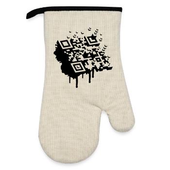 3D Barcode als Graffiti - Ofenhandschuh mit Gummibeschichtung - Leinen/Schwarz  - Vorne