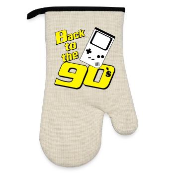 90s Party , Theme Party , 90s Retro Game (25) - Oven glove with rubber coating - linen/black  - Front