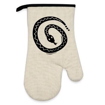 Symbole du serpent - Gant de cuisine avec revêtement en caoutchouc - lin/noir  - Devant