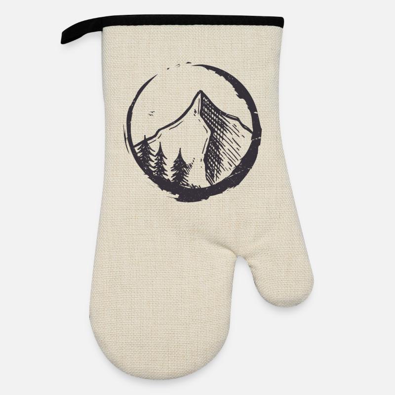 Mountain Circle Emblem - Oven glove with rubber coating - linen/black