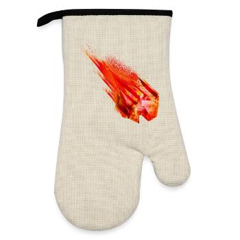 Glowing Asteroid with Fire Tail – Power Design - Oven glove with rubber coating - linen/black  - Front