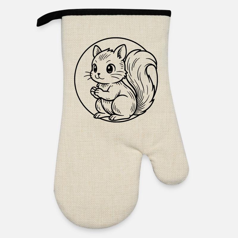 Eichhörnchen - Ofenhandschuh mit Gummibeschichtung - Leinen/Schwarz 