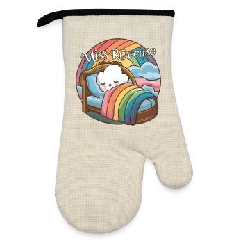 Miss Dreamer Design Kind Träumer und Schlaf - Ofenhandschuh mit Gummibeschichtung - Leinen/Schwarz  - Vorne