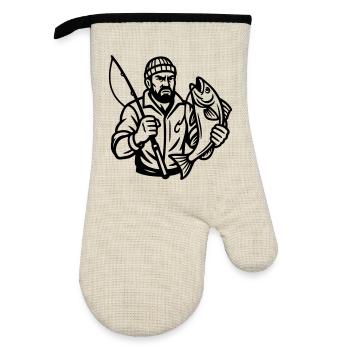 Angler - Oven glove with rubber coating - linen/black  - Front