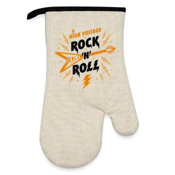 High Voltage Rock N Roll Guitar - Oven glove with rubber coating - linen/black  - Front