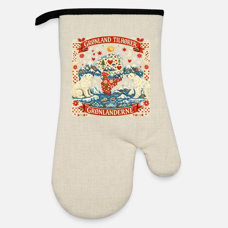 Grönland Unabhängigkeit Statement Geschenk lustig - Ofenhandschuh mit Gummibeschichtung - Leinen/Schwarz 