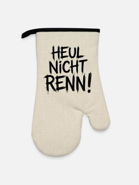 Heul nicht Renn! - Ofenhandschuh mit Gummibeschichtung - Leinen/Schwarz