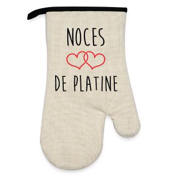 Platinum Wedding 70 Years - Oven glove with rubber coating - linen/black  - Front