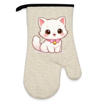 Kätzchen Glockenzauber - Ofenhandschuh mit Gummibeschichtung - Leinen/Schwarz  - Vorne