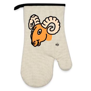Widder groß - Ofenhandschuh mit Gummibeschichtung - Leinen/Schwarz  - Vorne