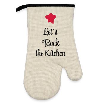 Let's rock the Kitchen - Oven glove with rubber coating - linen/black  - Front