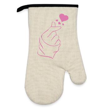 Finger heart k-pop K-drama 2 couleurs custom - Gant de cuisine avec revêtement en caoutchouc - lin/noir  - Devant