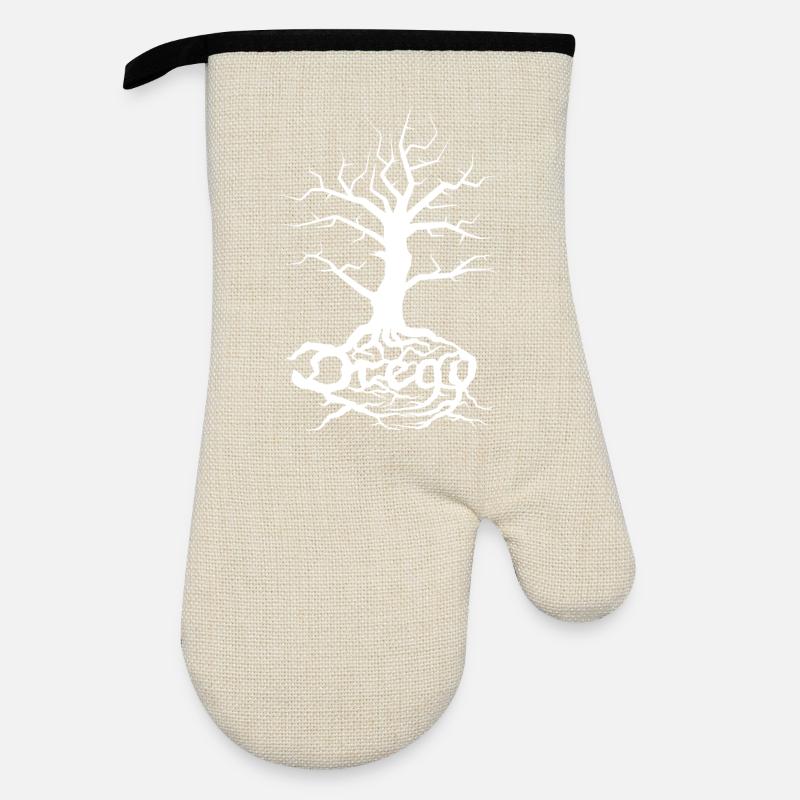 Dread Tree White - Oven glove with rubber coating - linen/black 