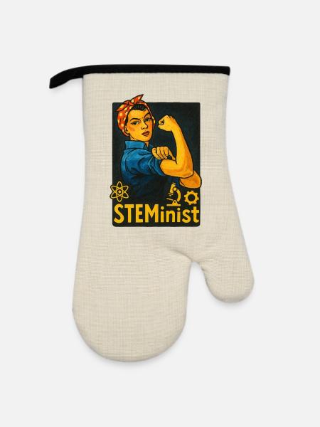 Empowermented STEM Feministische Illustration - Ofenhandschuh mit Gummibeschichtung - Leinen/Schwarz 