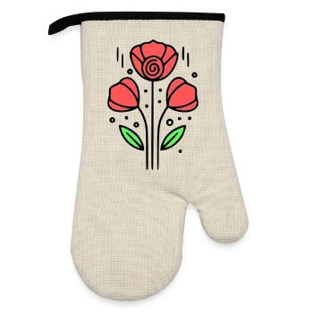 Poppy Poppies Minimalist Line Art 10 - Oven glove with rubber coating - linen/black  - Front