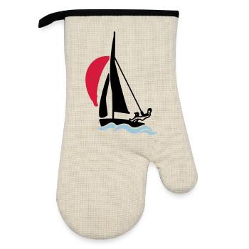 Youth sailing dinghy (420 470 505) sailboat - Oven glove with rubber coating - linen/black  - Front