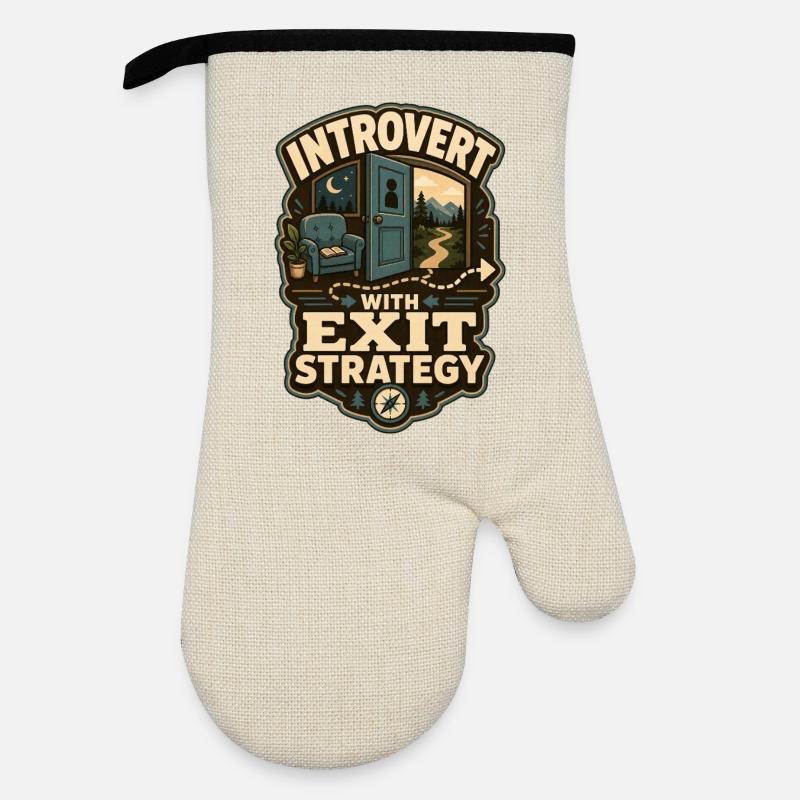 Introvert With Exit Strategy - Ofenhandschuh mit Gummibeschichtung - Leinen/Schwarz