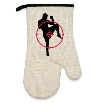 Kickboxing / Kick-Boxeur / Kick Boxing / - Gant de cuisine avec revêtement en caoutchouc - lin/noir  - Devant