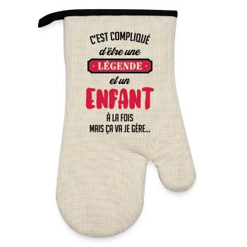 adolescent / enfant / ado / adolescente - Gant de cuisine avec revêtement en caoutchouc - lin/noir  - Devant