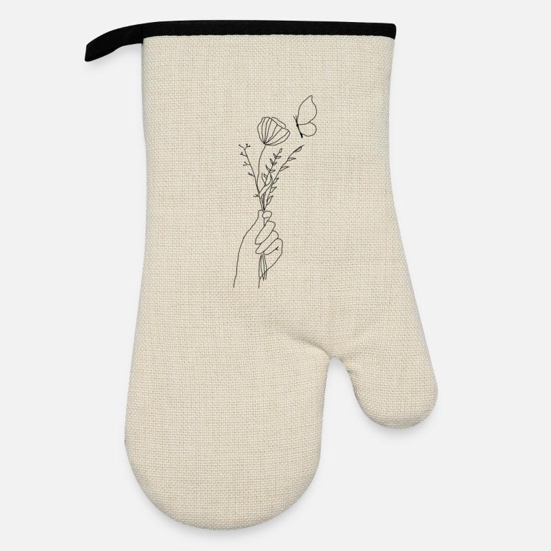Bouquet - Oven glove with rubber coating - linen/black 