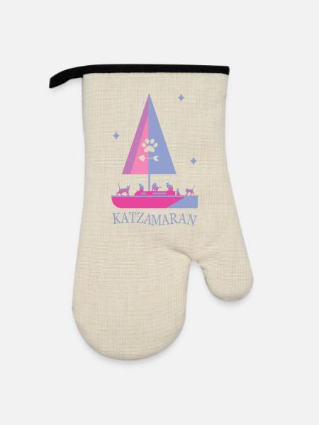 Katzamaran Boot - Ofenhandschuh mit Gummibeschichtung - Leinen/Schwarz