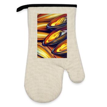 Mussels - Oven glove with rubber coating - linen/black  - Front