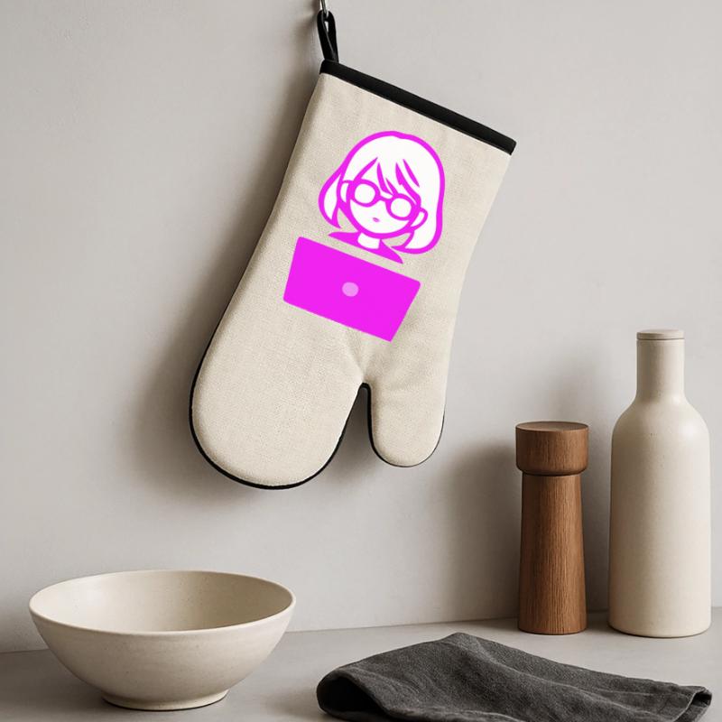 Frau mit Computer Programmierer Coder Ofenhandschuh mit Gummibeschichtung