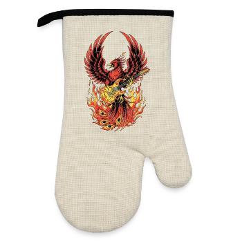 Fiery Eagle Guitare Rock Design - Gant de cuisine avec revêtement en caoutchouc - lin/noir  - Devant