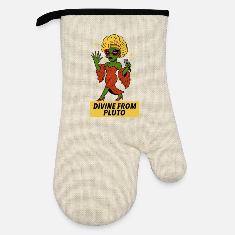 Alien Queen T-Shirt – Divine from Pluto  - Oven glove with rubber coating - linen/black 